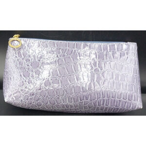 Estee Lauder faux animal skin lavender grey makeup bag 9" x 4 1/2" x‎ 2 1/2"